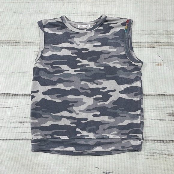 PJ Salvage Pajama Tank Womens Medium Moon Grey NWT Camo Cool Sleeveless Top - Picture 11 of 14